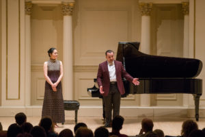 Mai Kagaya & Alexander Beridze introduce the New York Music Foundation 10th Anniversary Gala at the Carnegie Hall (Photograph: © 2019 Richard Termine. Photo Credit - Richard Termine)